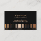Muziekleraar Piano Keys Elegant Black & Gold Visitekaartje (Achterkant)