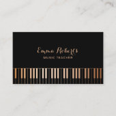 Muziekleraar Piano Keys Elegant Black & Gold Visitekaartje (Voorkant)