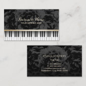 Muziekleraar Piano Keys Elegant Dark Floral Visitekaartje (Voorkant / Achterkant)