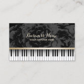Muziekleraar Piano Keys Elegant Dark Floral Visitekaartje (Voorkant)