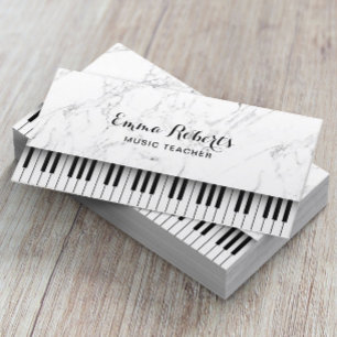 Muziekleraar Piano Keys Elegant White Marble Visitekaartje