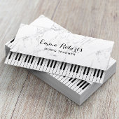 Muziekleraar Piano Keys Elegant White Marble Visitekaartje
