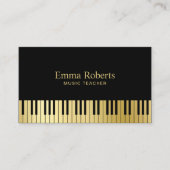 Muziekleraar Piano Keys Modern Black & Gold Visitekaartje (Voorkant)
