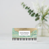 Muziekleraar Piano Keys Modern Mint & Gold Visitekaartje (Staand voorkant)