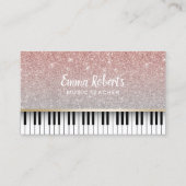 Muziekleraar Piano Keys Modern Roos Gold Glitter Visitekaartje (Voorkant)