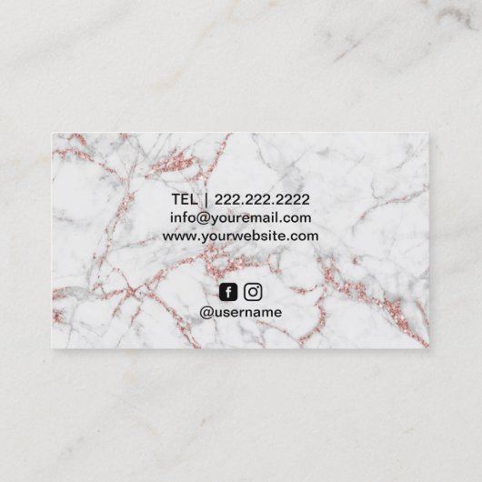 Muziekleraar Piano Keys Modern Roos Gold Marble Visitekaartje (Achterkant)