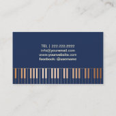 Muziekleraar Piano Keys Navy Blue & Gold Visitekaartje (Achterkant)