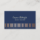 Muziekleraar Piano Keys Navy Blue & Gold Visitekaartje (Voorkant)