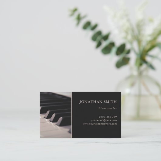 Muziekleraar Piano Keys Professioneel Visitekaartje (Staand voorkant)