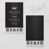 Muziekleraar Piano Keys Roos Gold Crown Visitekaartje (Voorkant / Achterkant)
