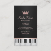 Muziekleraar Piano Keys Roos Gold Crown Visitekaartje (Voorkant)