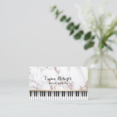 Muziekleraar Piano Keys Trendy Roos Gold Marble Visitekaartje (Staand voorkant)