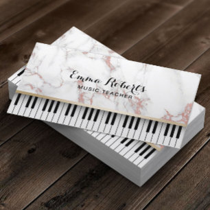 Muziekleraar Piano Keys Trendy Roos Gold Marble Visitekaartje