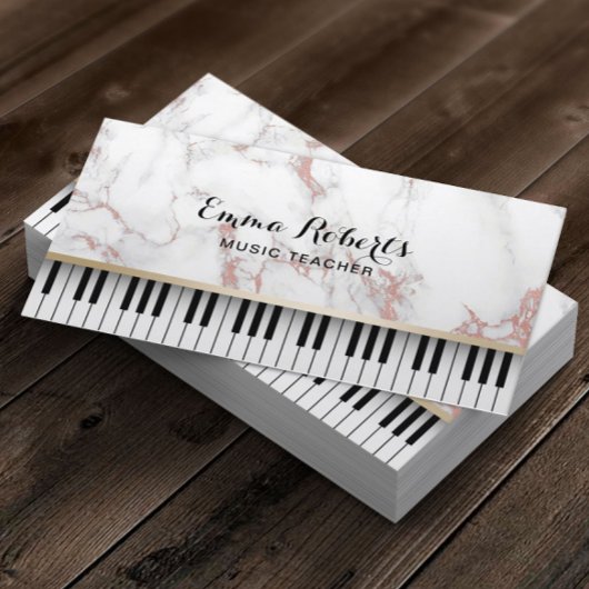 Muziekleraar Piano Keys Trendy Roos Gold Marble Visitekaartje