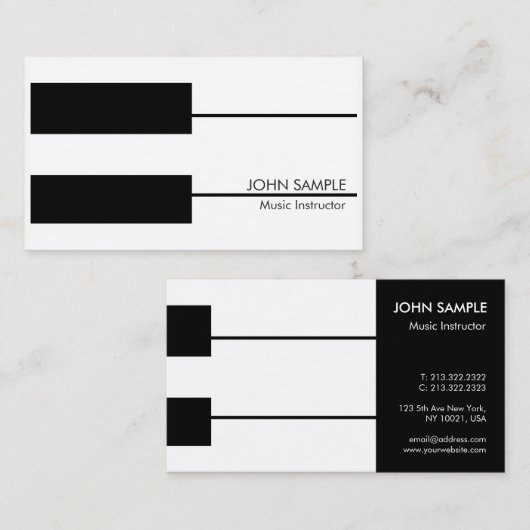 Muziekleraar Piano Lessons Instructor Visitekaartje (Voorkant / Achterkant)