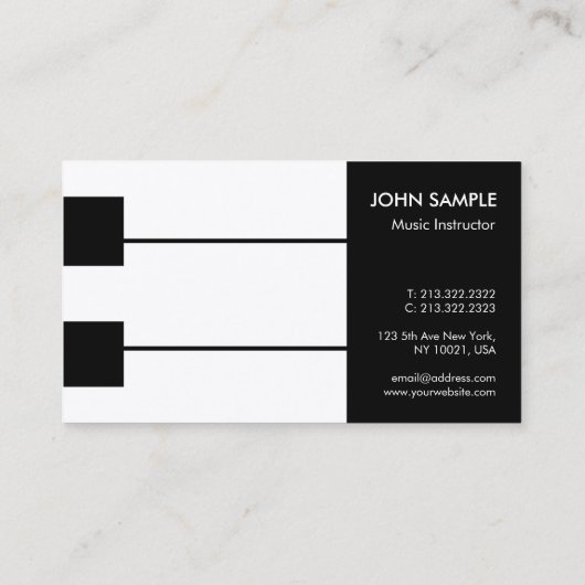 Muziekleraar Piano Lessons Instructor Visitekaartje (Achterkant)