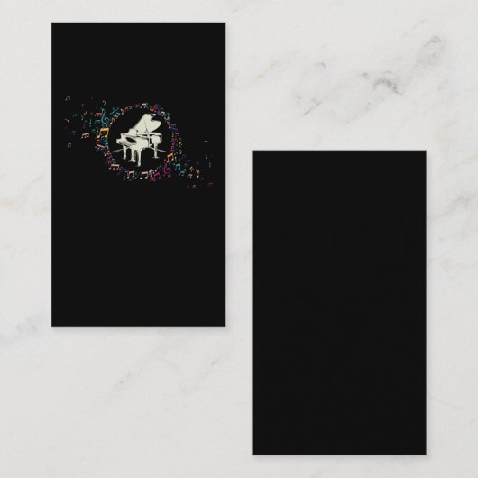 Muziekleraar Piano Player Colorful Musical Notes Visitekaartje (Voorkant / Achterkant)