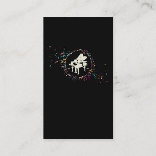 Muziekleraar Piano Player Colorful Musical Notes Visitekaartje (Voorkant)