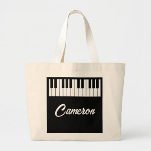 Muziekleraar Piano Toetsenbord Donker Bewerkbare N Grote Tote Bag