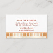 Muziekleraar Piano-toetsenbord elegante muzieknoot Visitekaartje (Achterkant)