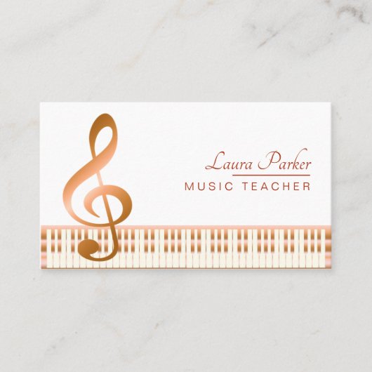 Muziekleraar Piano-toetsenbord elegante muzieknoot Visitekaartje (Voorkant)