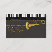 Muziekleraar Piano-toetsenbord en trombone Visitekaartje (Achterkant)