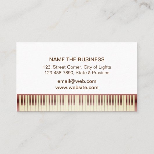 Muziekleraar Piano-toetsenbord  Gold Visitekaartje (Achterkant)