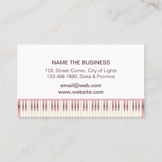 Muziekleraar Piano-toetsenbord Roos Gold Visitekaartje (Achterkant)