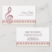 Muziekleraar Piano-toetsenbord Roos Gold Visitekaartje (Voorkant / Achterkant)