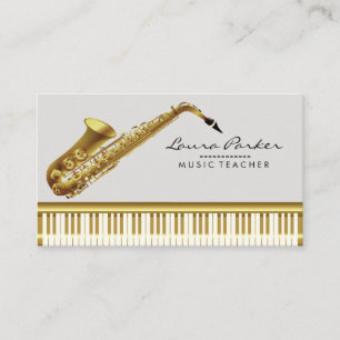 Muziekleraar Piano-toetsenbord Saxophone Musicus Visitekaartje