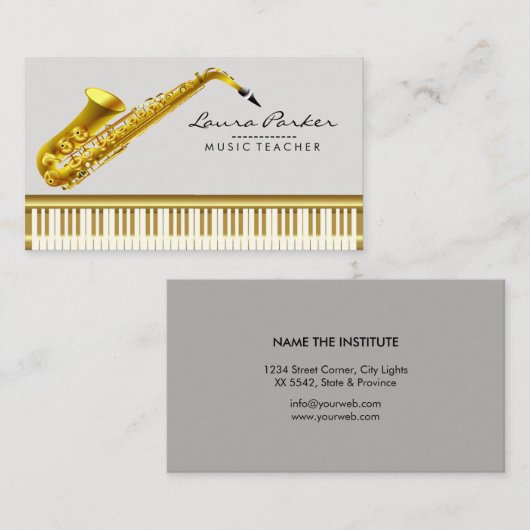 Muziekleraar Piano-toetsenbord Saxophone Musicus Visitekaartje (Voorkant / Achterkant)