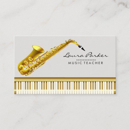 Muziekleraar Piano-toetsenbord Saxophone Musicus Visitekaartje (Voorkant)