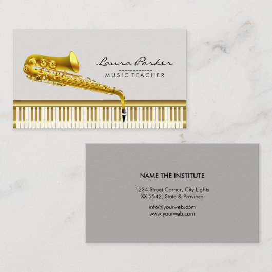 Muziekleraar Piano-toetsenbord Saxophone Musicus Visitekaartje (Voorkant / Achterkant)
