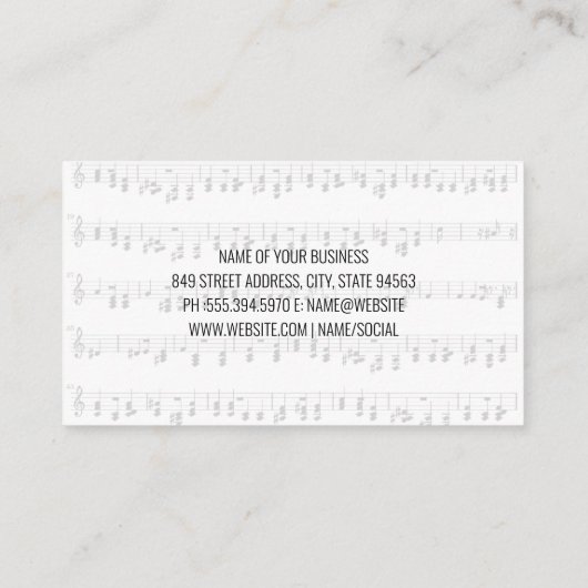 Muziekleraar | Pianologo | Pianist Visitekaartje (Achterkant)