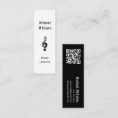 Muziekleraar QR code Minimalist Treble Clef Mini Visitekaartje (Voorkant / Achterkant)