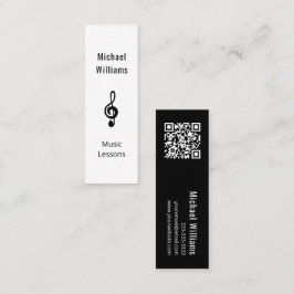 Muziekleraar QR code Minimalist Treble Clef Mini Visitekaartje