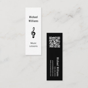 Muziekleraar QR code Minimalist Treble Clef Mini Visitekaartje