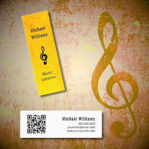 Muziekleraar QR code Simple Gold Treble Clef Mini Visitekaartje