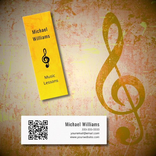 Muziekleraar QR code Simple Gold Treble Clef Mini Visitekaartje