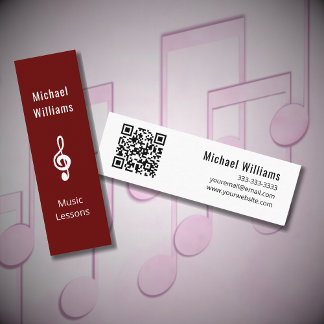 Muziekleraar QR-code Simple Treble Clef Mini Visitekaartje