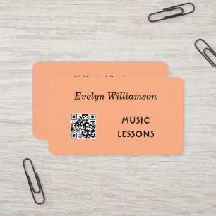 Muziekleraar QR-code stijlvolle perzik Visitekaartje