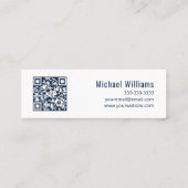 Muziekleraar QR-code Treble Clef Blue Mini Visitekaartje (Achterkant)