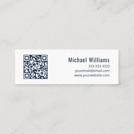 Muziekleraar QR-code Treble Clef Blue Mini Visitekaartje (Achterkant)