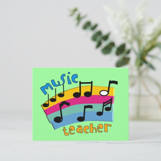 Muziekleraar Rainbow Notes Gifts Briefkaart (Staand voorkant)