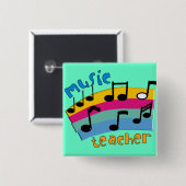 Muziekleraar Rainbow Notes Gifts Vierkante Button 5,1 Cm (Voorkant /achterkant)