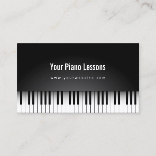 Muziekleraar Realistisch Black Piano Visitekaartje (Voorkant)