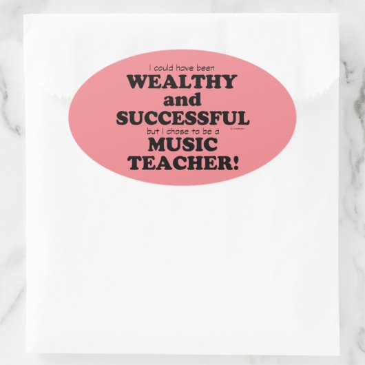 Muziekleraar rijke en succesvolle ovale Sticker (Tas)