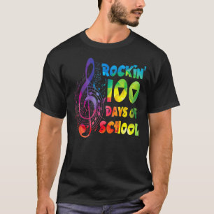 Muziekleraar Rockin 100 dagen muzieksleutel op sch T-shirt