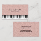 Muziekleraar Roos Gold Glitter Piano Visitekaartje (Voorkant / Achterkant)