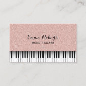 Muziekleraar Roos Gold Glitter Piano Visitekaartje (Voorkant)